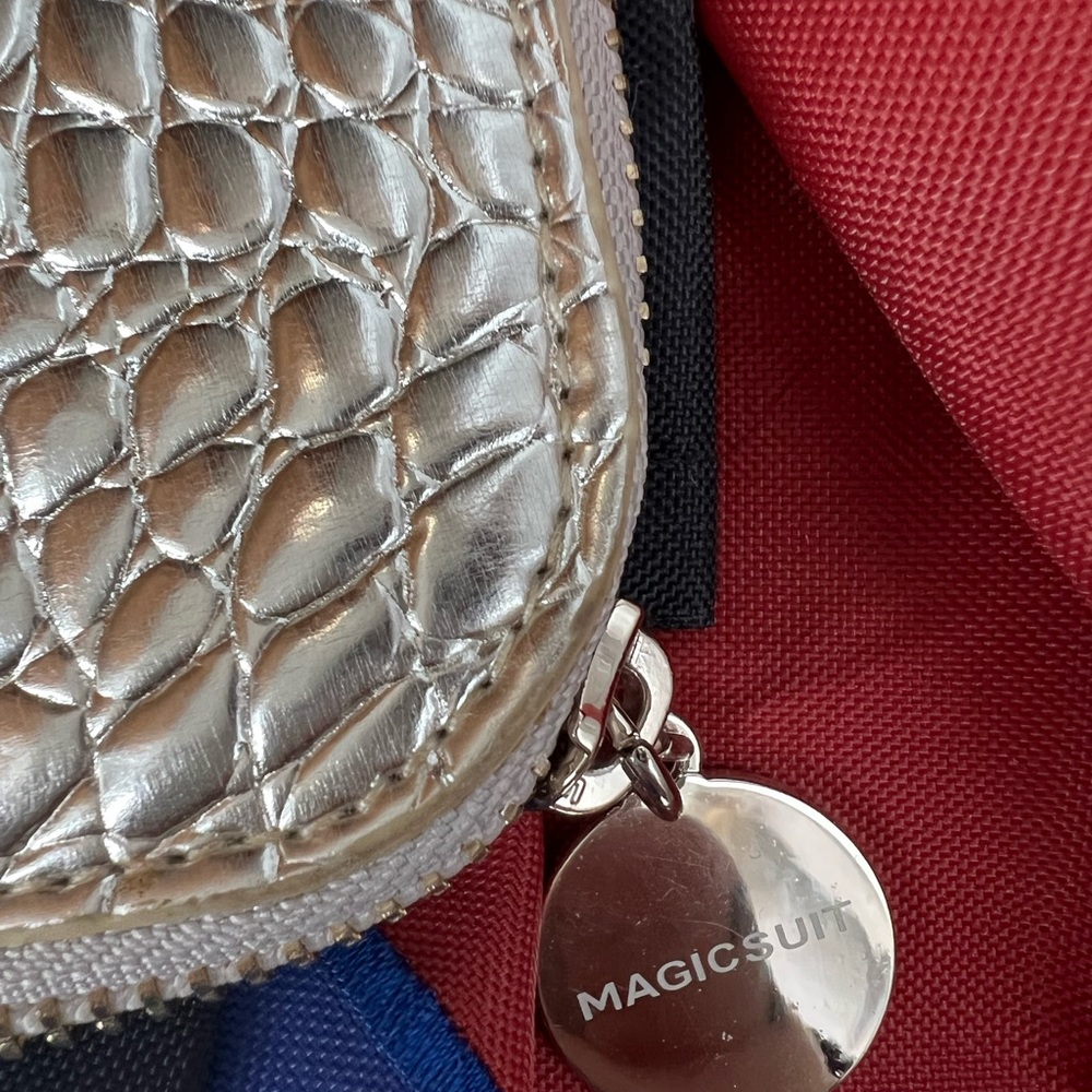 Silver snakeskin large clutch